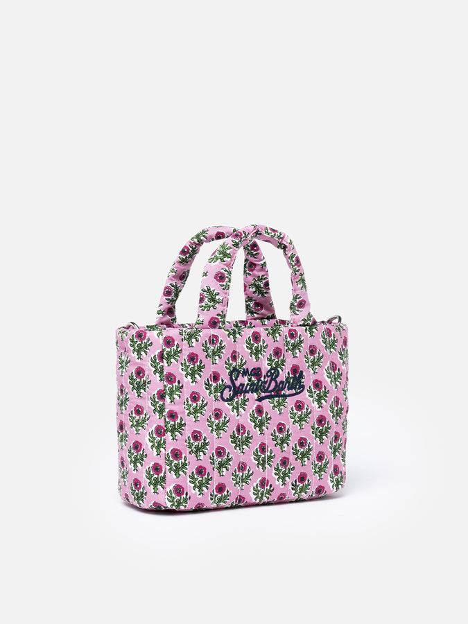 Mc2 Saint Barth Borsa Soft Tote Mini Trapuntata A Fiori Rosa