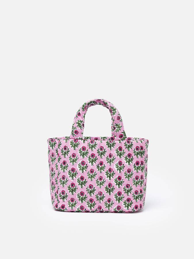 Mc2 Saint Barth Borsa Soft Tote Mini Trapuntata A Fiori Rosa
