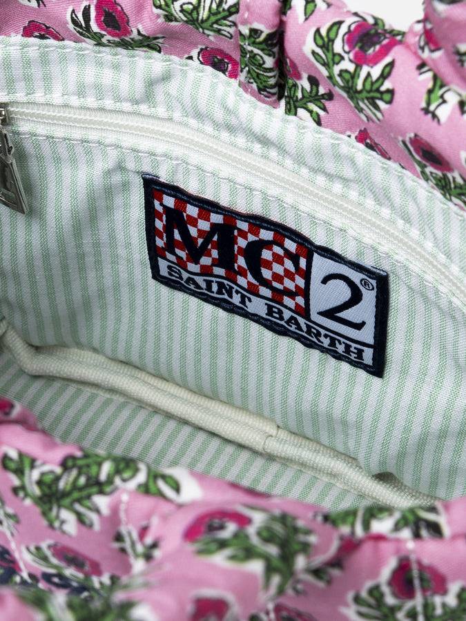 Mc2 Saint Barth Borsa Soft Tote Mini Trapuntata A Fiori Rosa