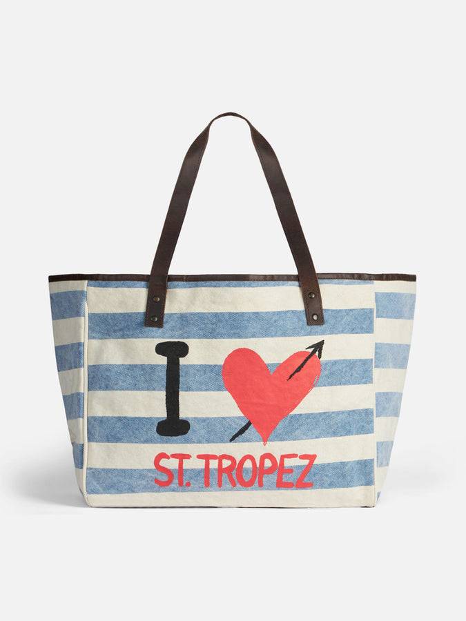 Mc2 Saint Barth Borsa St. Tropez In Tela Con Manici In Pelle