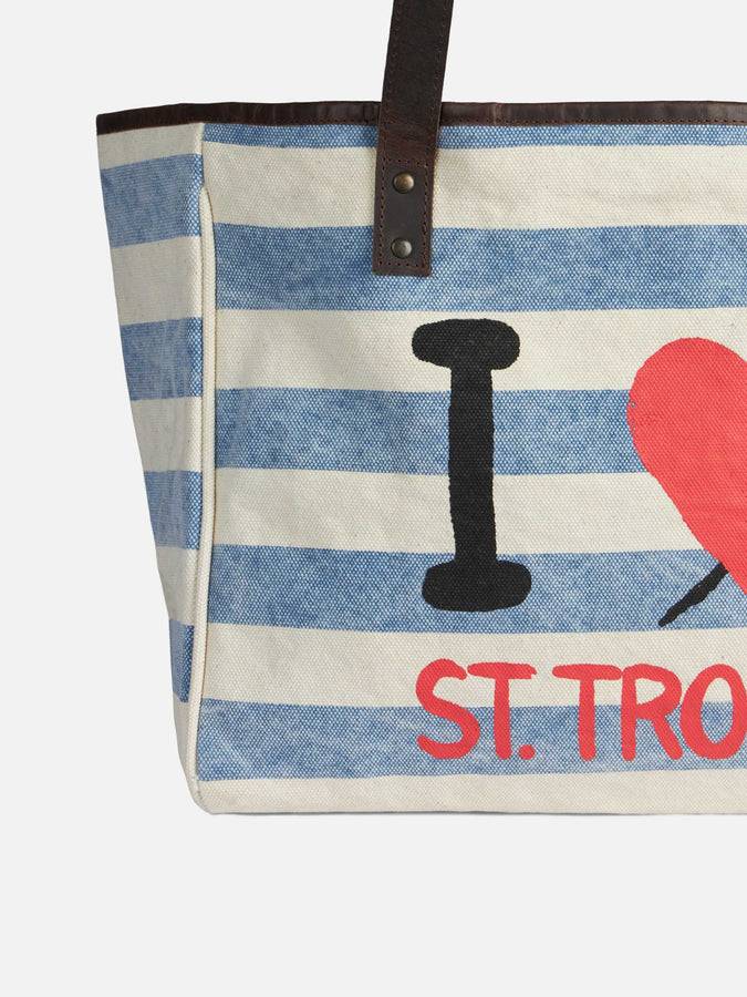 Mc2 Saint Barth Borsa St. Tropez In Tela Con Manici In Pelle