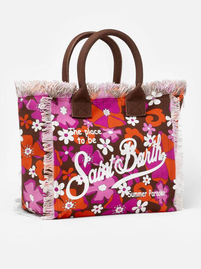 Mc2 Saint Barth Borsa Tote In Tela Di Cotone Con Stampa Floreale Retrò