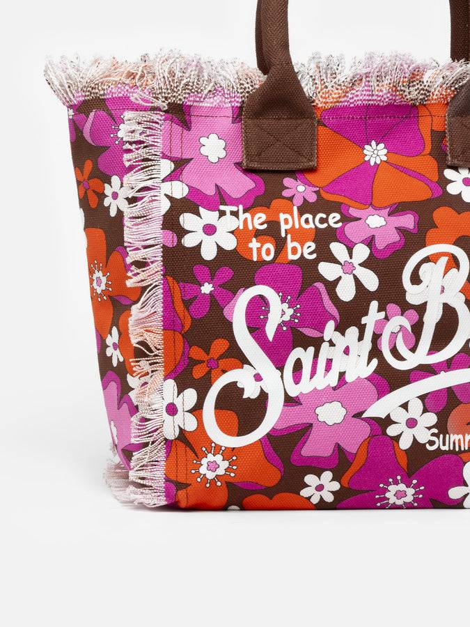 Mc2 Saint Barth Borsa Tote In Tela Di Cotone Con Stampa Floreale Retrò
