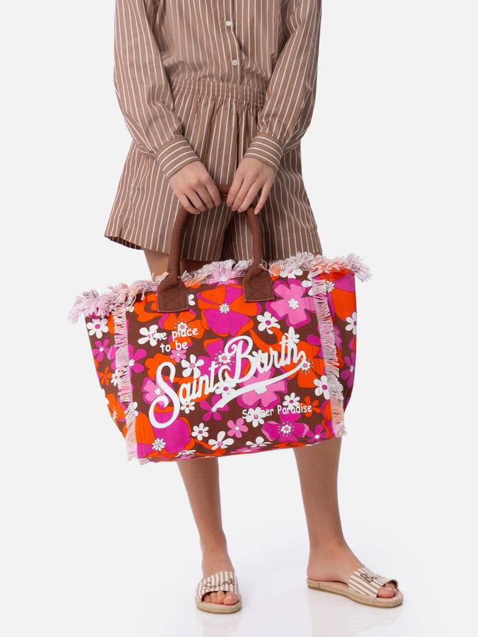 Mc2 Saint Barth Borsa Tote In Tela Di Cotone Con Stampa Floreale Retrò