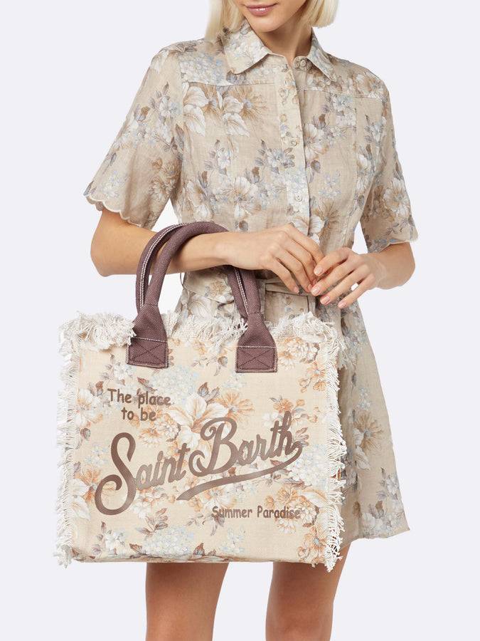 Mc2 Saint Barth Borsa Tote Vanity In Tela Di Cotone A Fiori