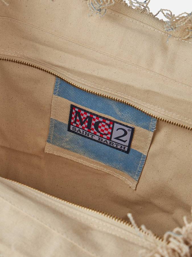 Mc2 Saint Barth Borsa Tote Vanity In Tela Di Cotone A Righe Azzurre