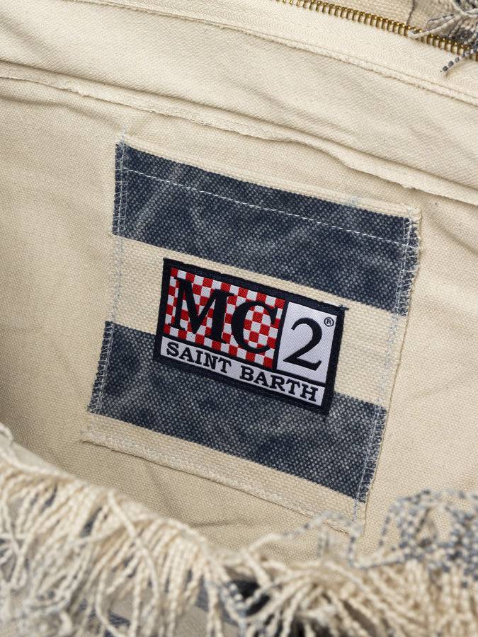 Mc2 Saint Barth Borsa Tote Vanity In Tela Di Cotone A Righe Blu