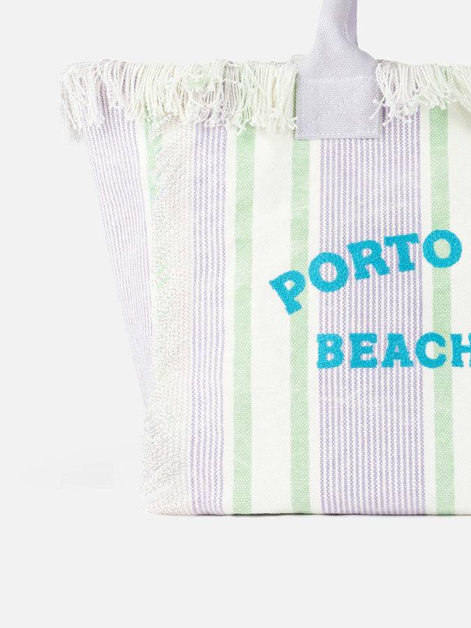 Mc2 Saint Barth Borsa Tote Vanity In Tela Di Cotone A Righe Porto Cervo Beach Club