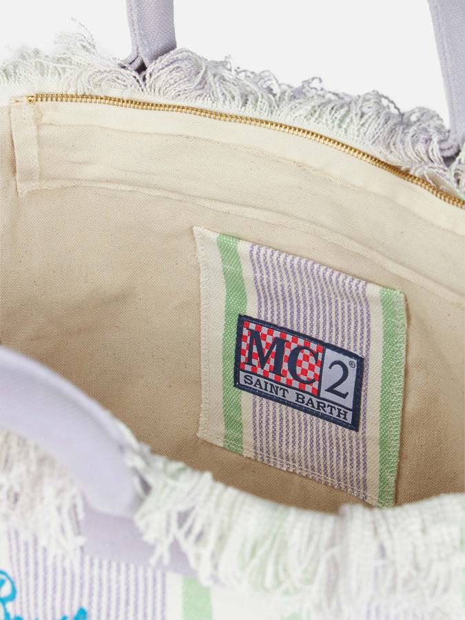 Mc2 Saint Barth Borsa Tote Vanity In Tela Di Cotone A Righe Porto Cervo Beach Club