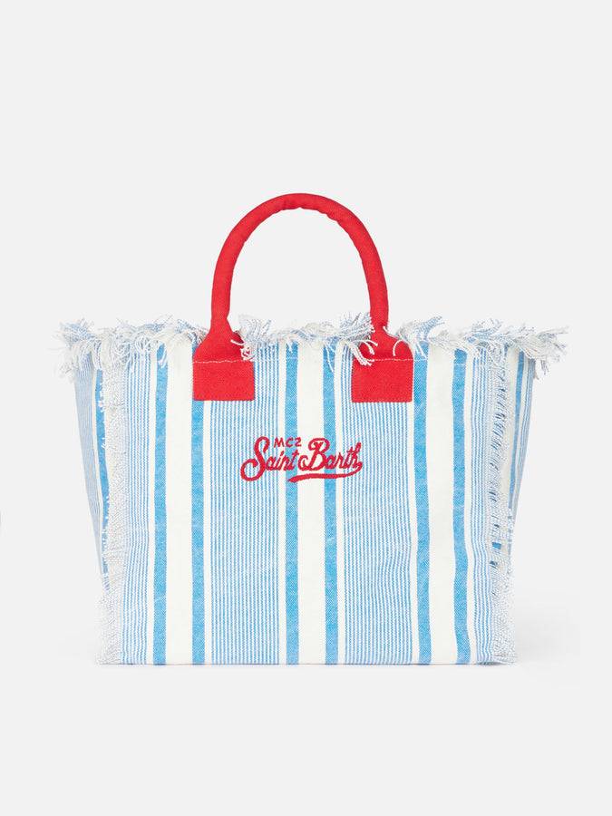 Mc2 Saint Barth Borsa Tote Vanity In Tela Di Cotone A Righe St. Tropez Beach Club