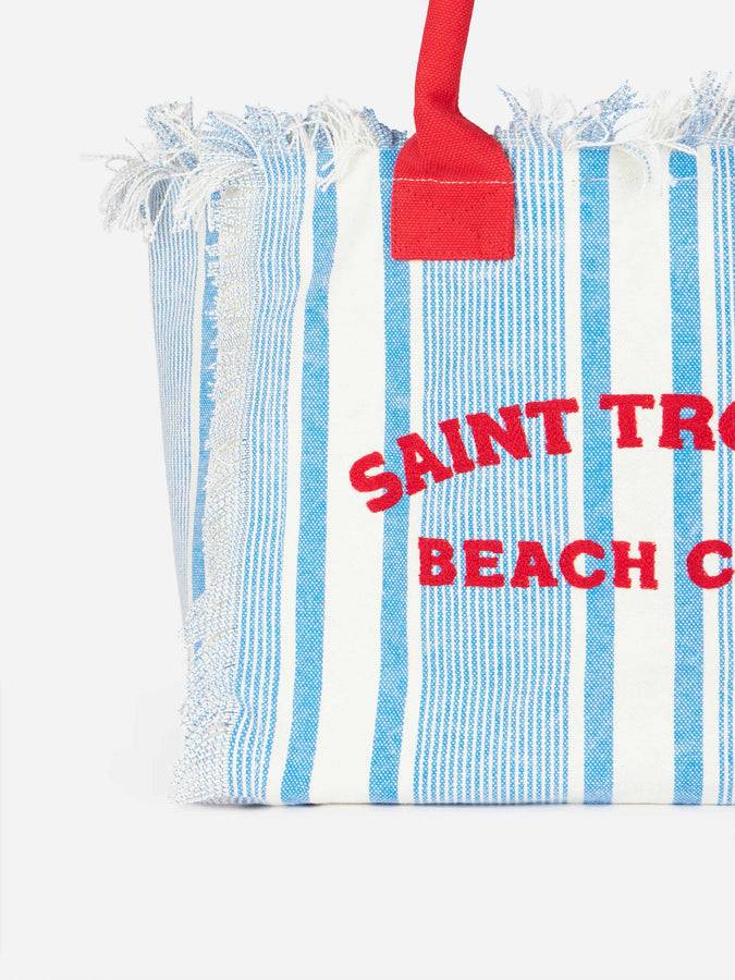 Mc2 Saint Barth Borsa Tote Vanity In Tela Di Cotone A Righe St. Tropez Beach Club