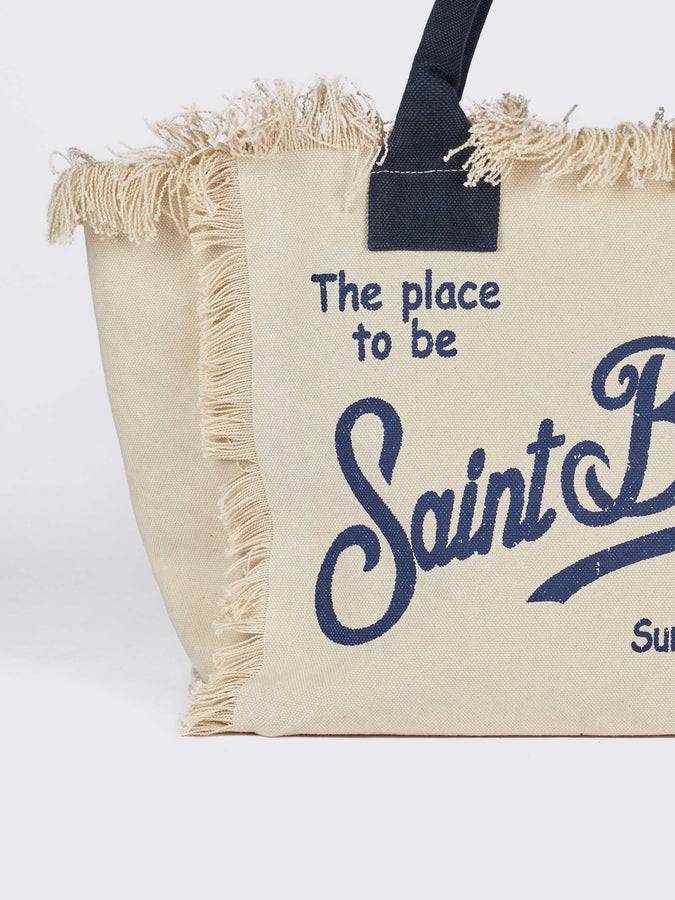 Mc2 Saint Barth Borsa Tote Vanity In Tela Di Cotone Bianco Sporco