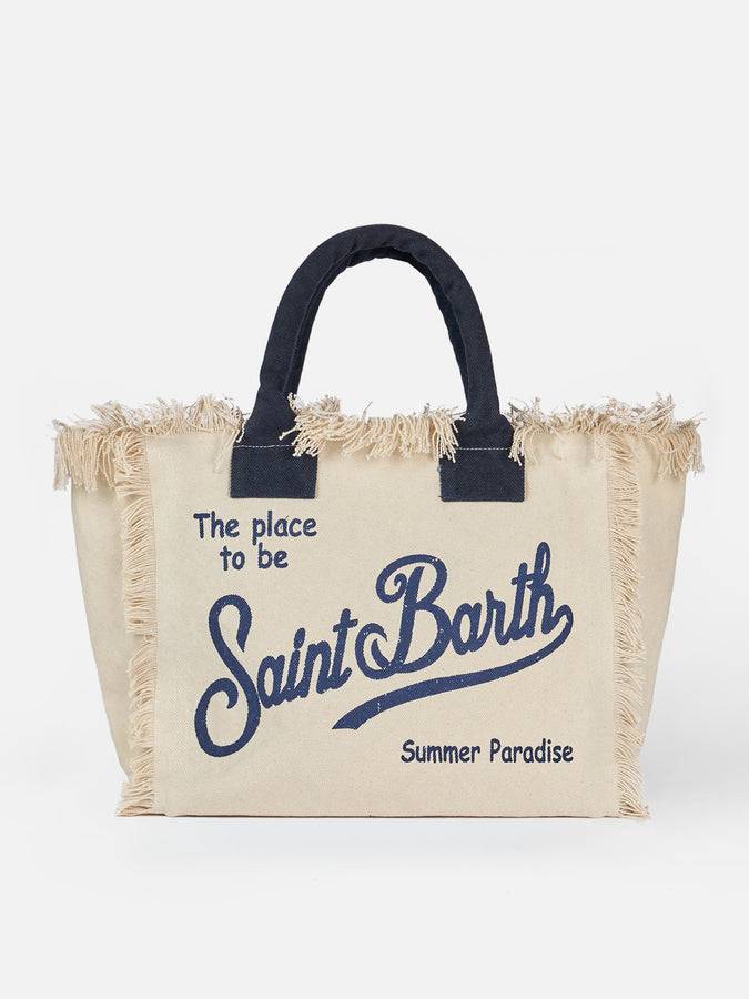 Mc2 Saint Barth Borsa tote Vanity in tela di cotone bianco sporco