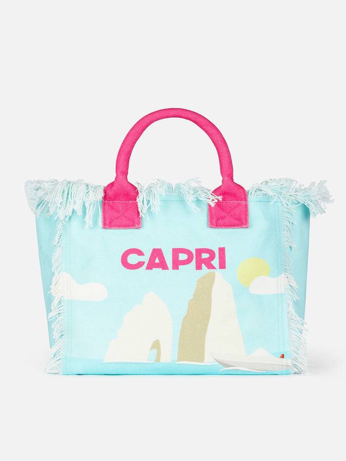 Mc2 Saint Barth Borsa tote Vanity in tela di cotone cartolina di Capri