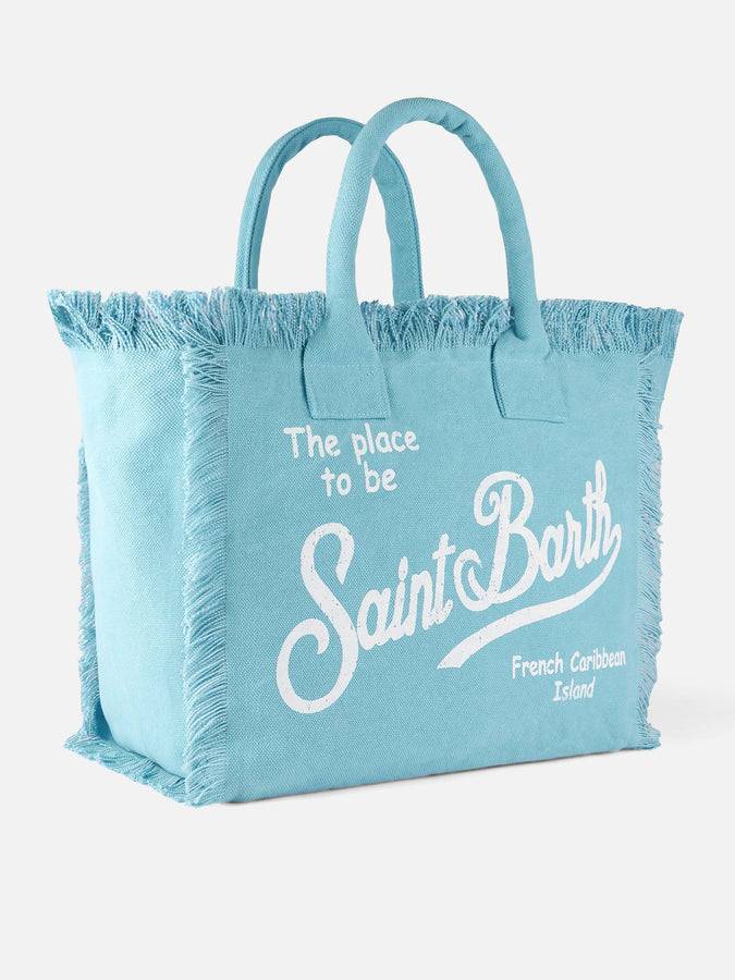Mc2 Saint Barth Borsa Tote Vanity In Tela Di Cotone Celeste