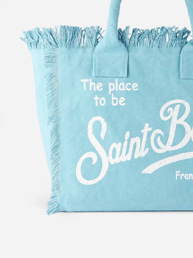 Mc2 Saint Barth Borsa Tote Vanity In Tela Di Cotone Celeste