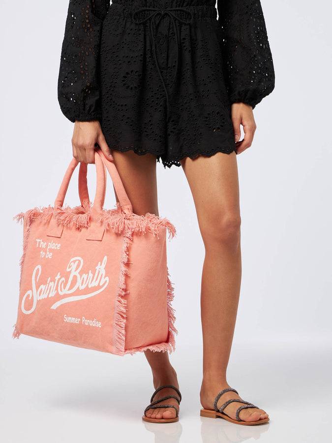 Mc2 Saint Barth Borsa Tote Vanity In Tela Di Cotone Color Pesca