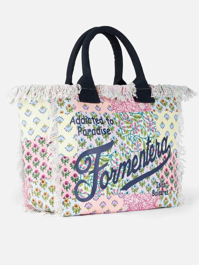Mc2 Saint Barth Borsa Tote Vanity In Tela Di Cotone Con Applicazione Di Fiori Formentera