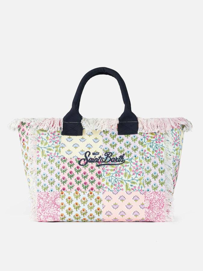 Mc2 Saint Barth Borsa Tote Vanity In Tela Di Cotone Con Applicazione Di Fiori Formentera