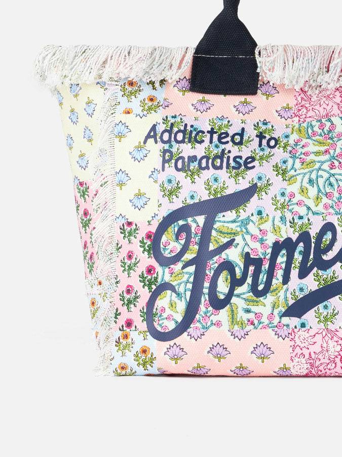 Mc2 Saint Barth Borsa Tote Vanity In Tela Di Cotone Con Applicazione Di Fiori Formentera