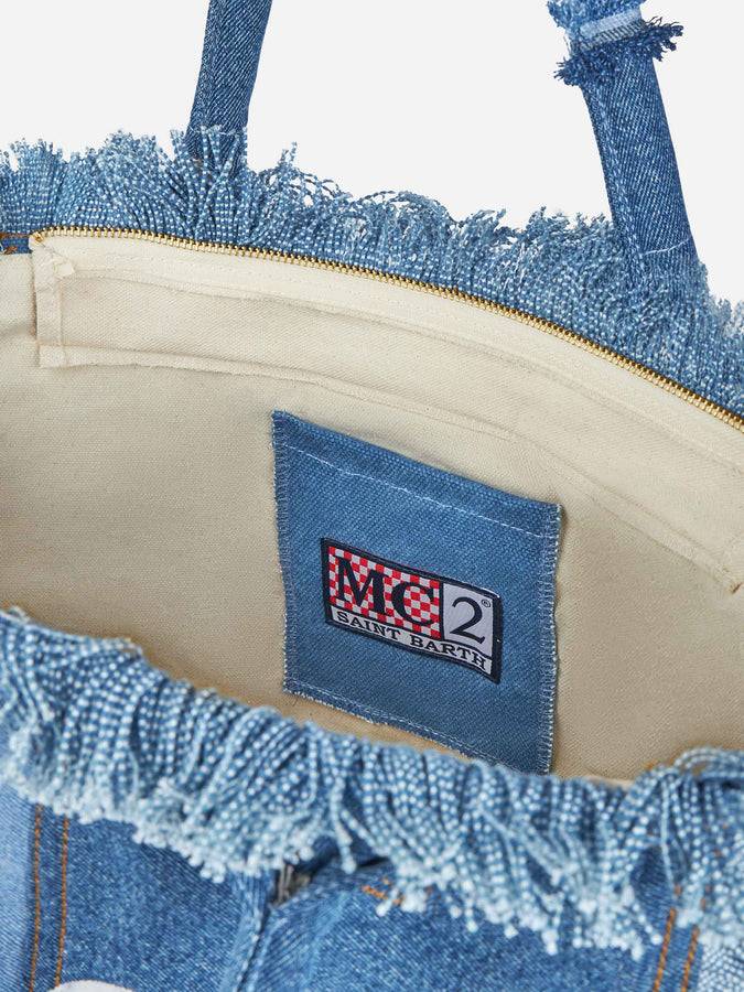 Mc2 Saint Barth Borsa Tote Vanity In Tela Di Cotone Con Applicazione Denim