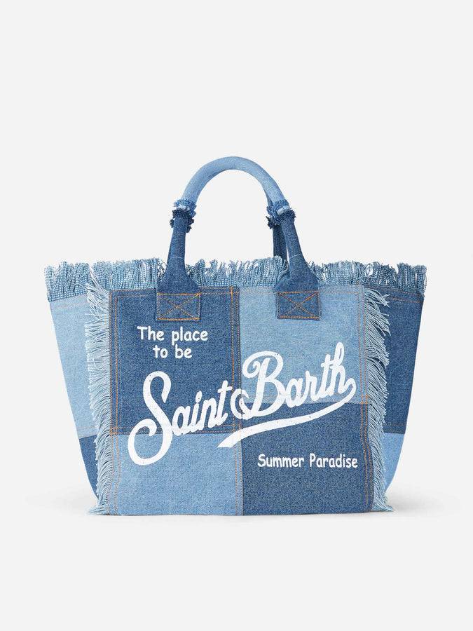 Mc2 Saint Barth Borsa Tote Vanity In Tela Di Cotone Con Applicazione Denim
