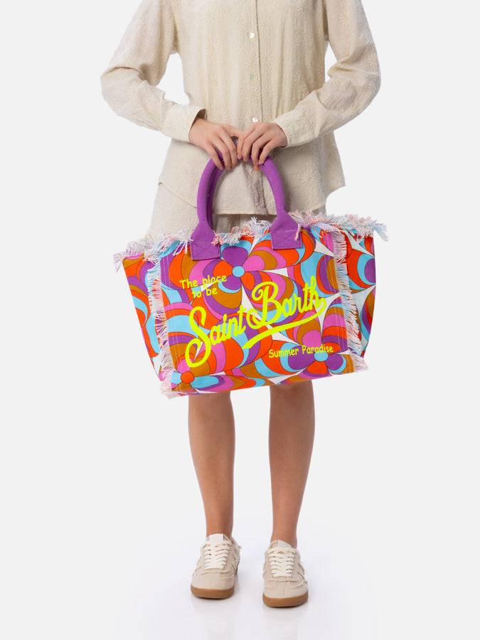 Mc2 Saint Barth Borsa Tote Vanity In Tela Di Cotone Con Stampa Margherite
