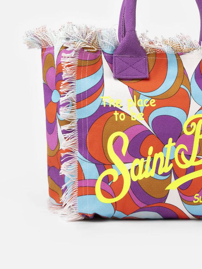 Mc2 Saint Barth Borsa Tote Vanity In Tela Di Cotone Con Stampa Margherite