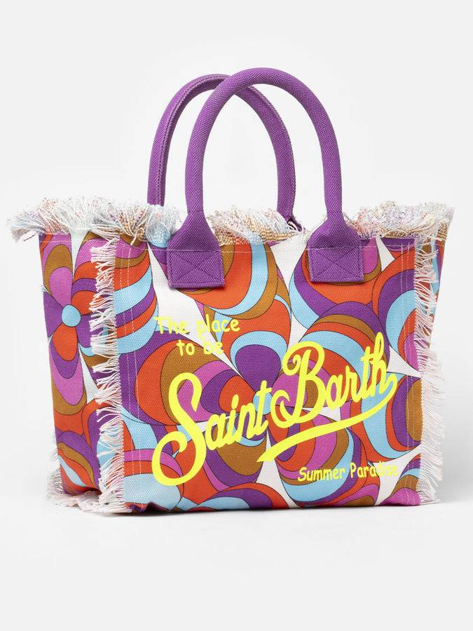 Mc2 Saint Barth Borsa Tote Vanity In Tela Di Cotone Con Stampa Margherite