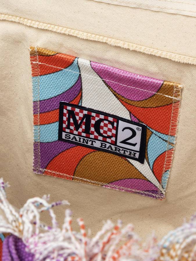 Mc2 Saint Barth Borsa Tote Vanity In Tela Di Cotone Con Stampa Margherite