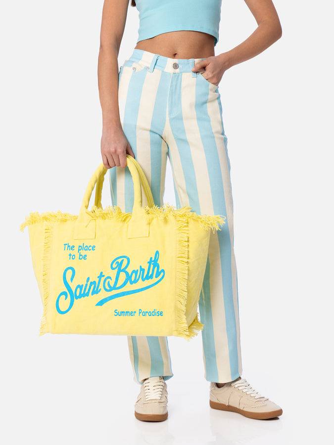 Mc2 Saint Barth Borsa Tote Vanity In Tela Di Cotone Gialla