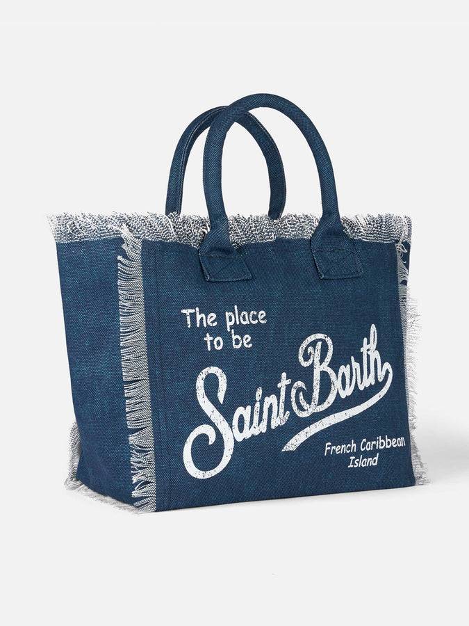 Mc2 Saint Barth Borsa Tote Vanity In Tela Di Cotone Indaco