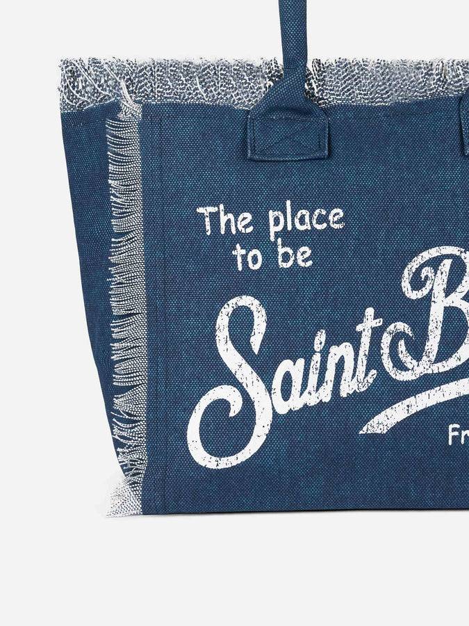 Mc2 Saint Barth Borsa Tote Vanity In Tela Di Cotone Indaco