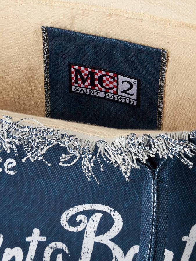 Mc2 Saint Barth Borsa Tote Vanity In Tela Di Cotone Indaco