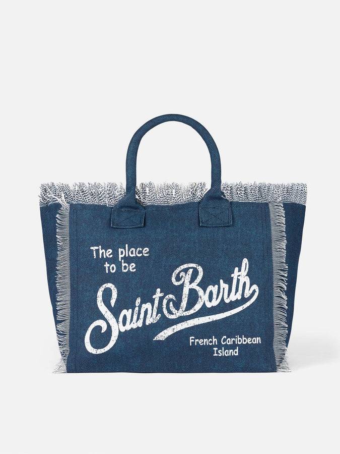 Mc2 Saint Barth Borsa Tote Vanity In Tela Di Cotone Indaco