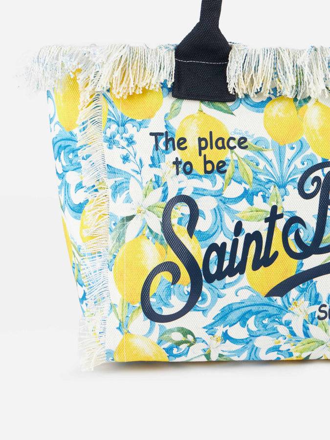 Mc2 Saint Barth Borsa Tote Vanity In Tela Di Cotone Maiolica Color Limone