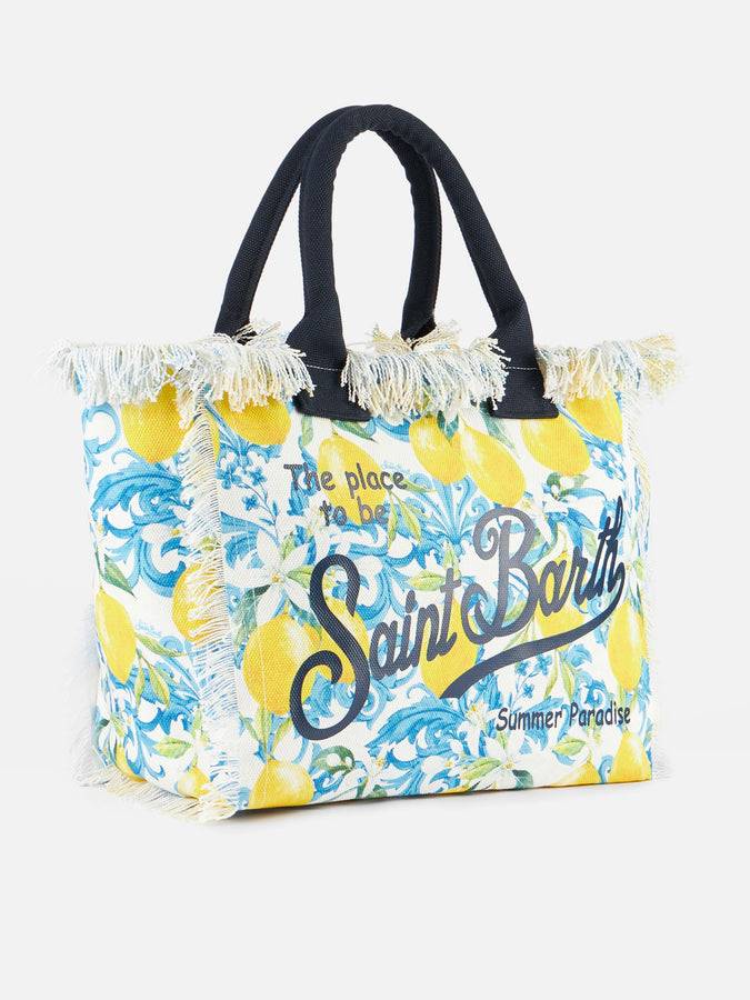 Mc2 Saint Barth Borsa Tote Vanity In Tela Di Cotone Maiolica Color Limone