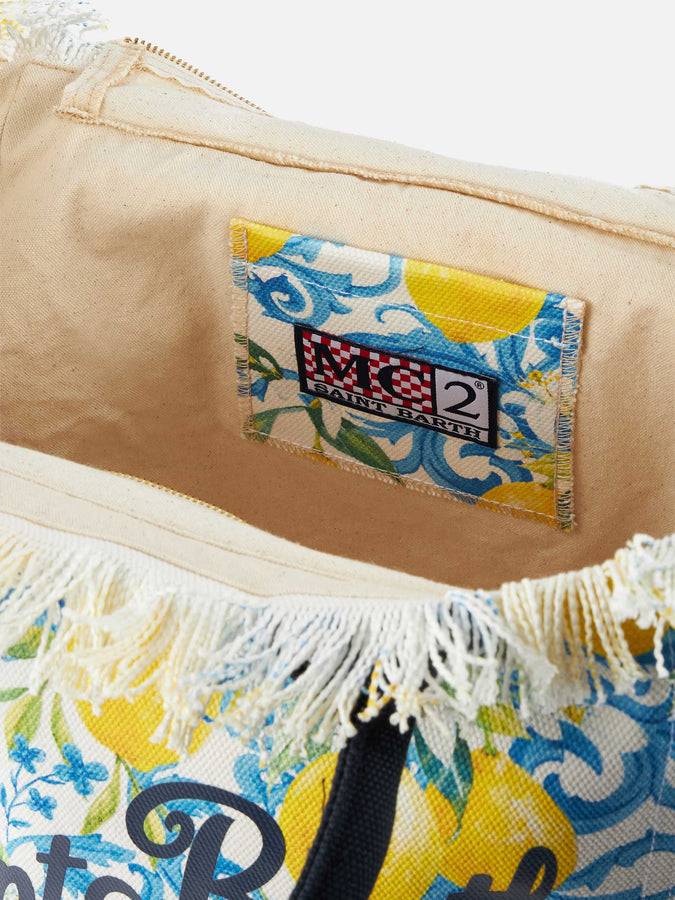 Mc2 Saint Barth Borsa Tote Vanity In Tela Di Cotone Maiolica Color Limone