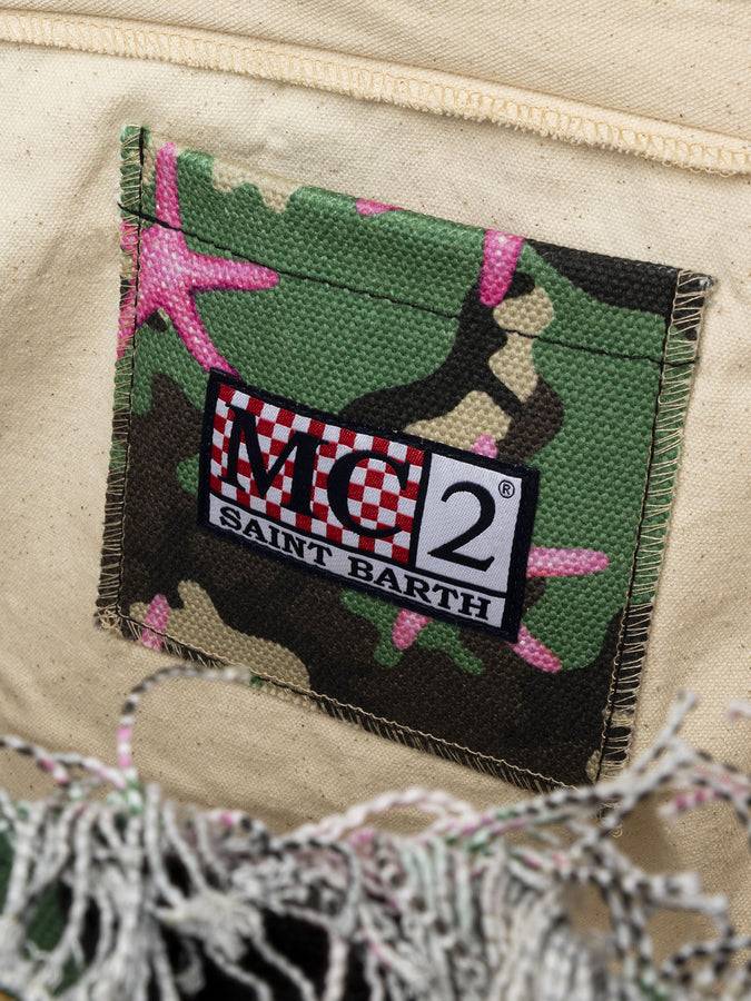 Mc2 Saint Barth Borsa Tote Vanity In Tela Di Cotone Mimetico Con Stelle Marine