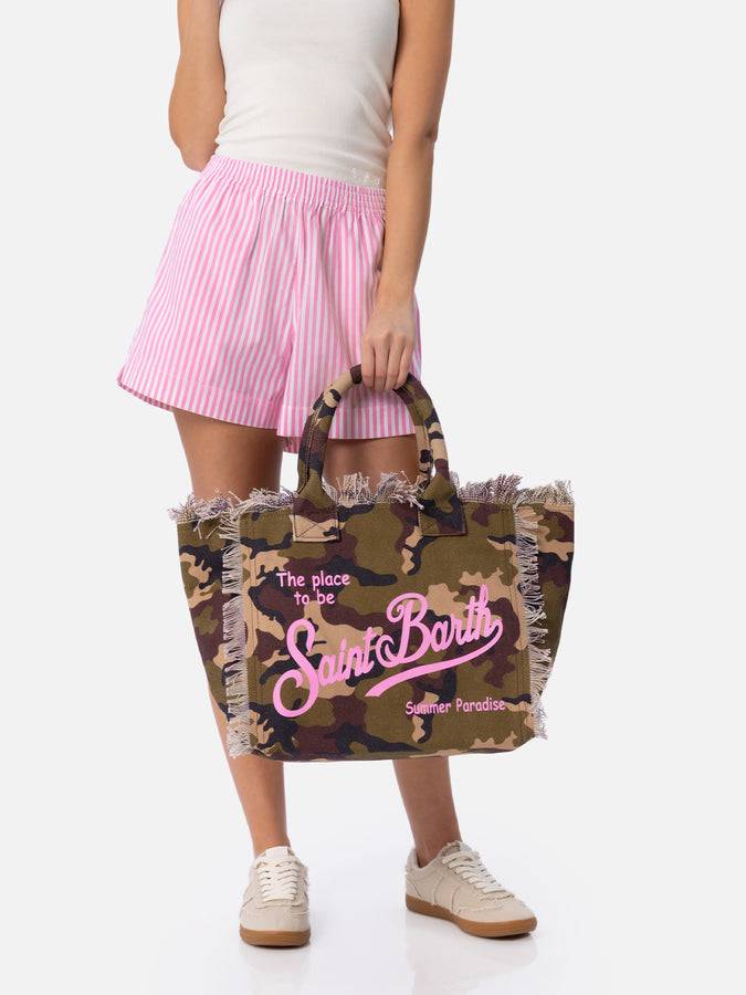 Mc2 Saint Barth Borsa Tote Vanity In Tela Di Cotone Mimetico