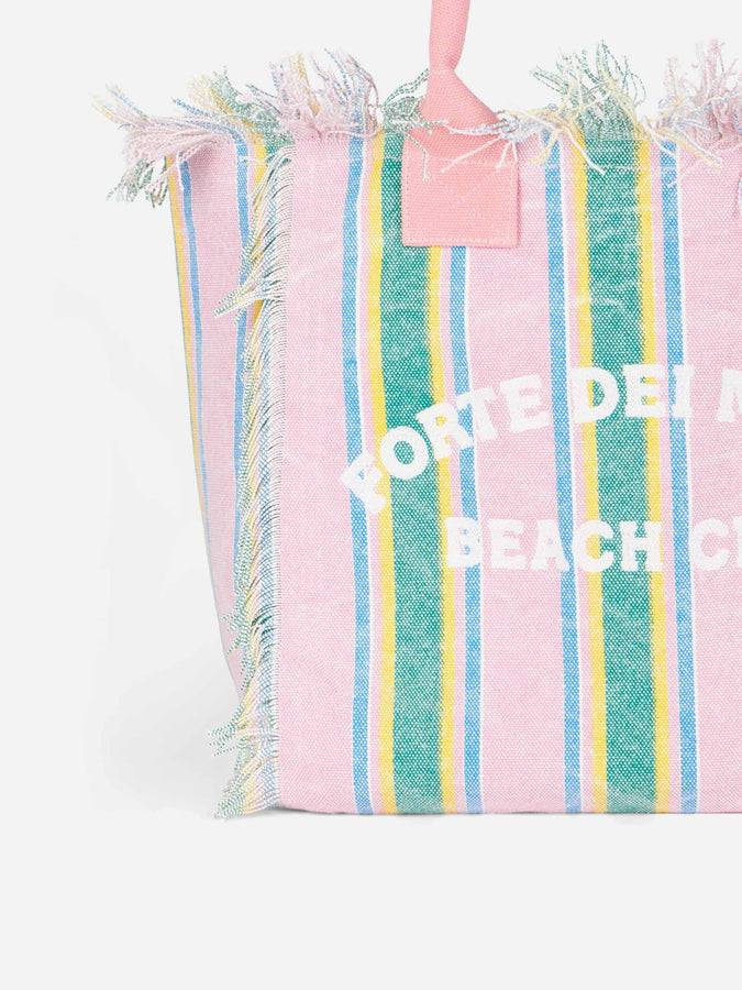 Mc2 Saint Barth Borsa Tote Vanity In Tela Di Cotone Rigata Forte Dei Marmi Beach Club