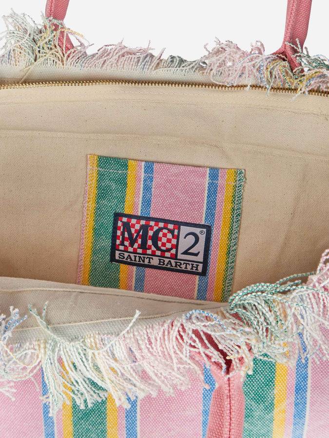 Mc2 Saint Barth Borsa Tote Vanity In Tela Di Cotone Rigata Forte Dei Marmi Beach Club