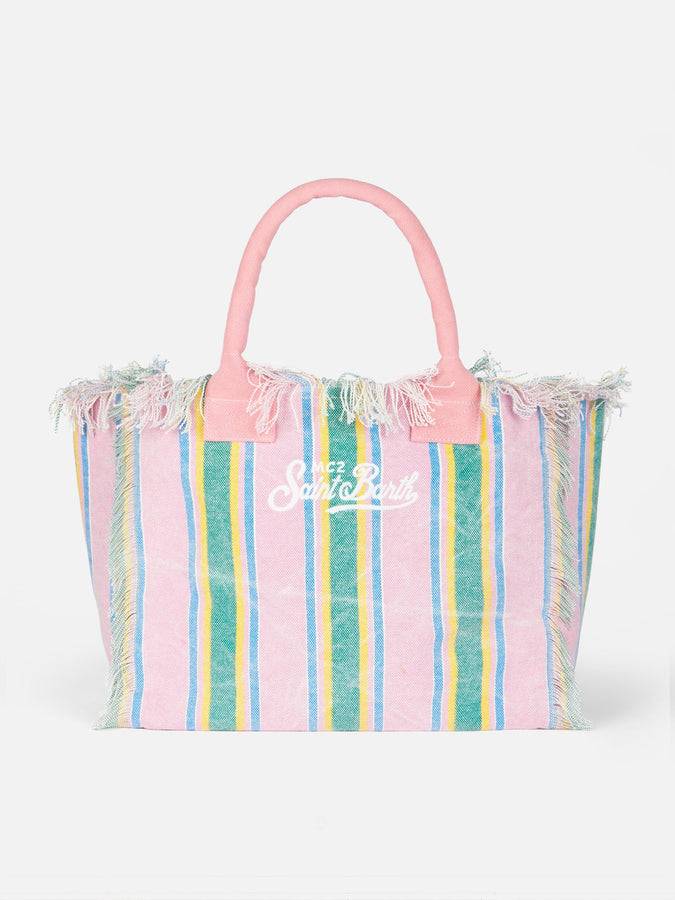 Mc2 Saint Barth Borsa Tote Vanity In Tela Di Cotone Rigata Forte Dei Marmi Beach Club