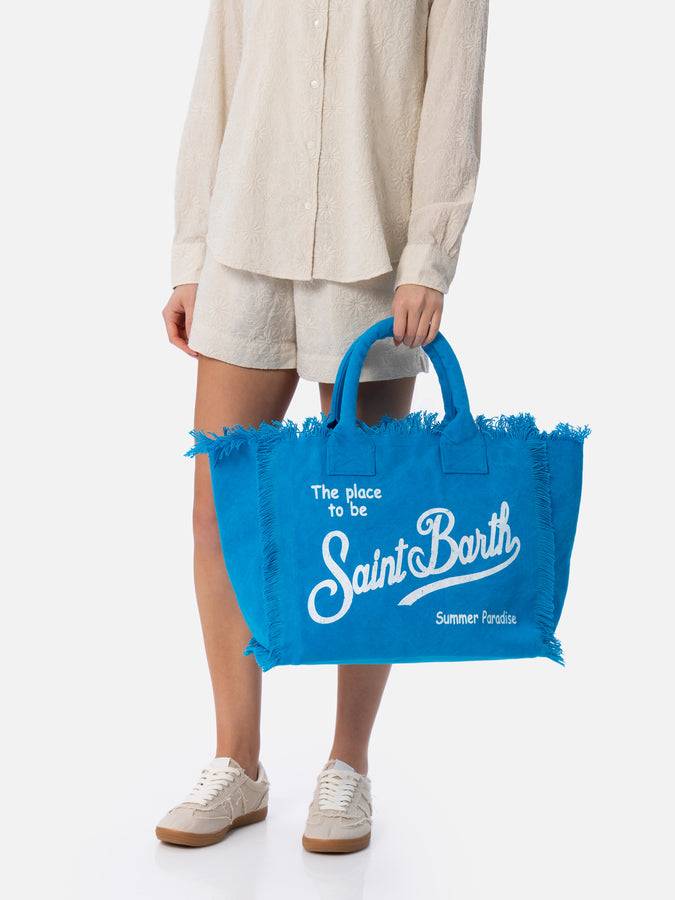 Mc2 Saint Barth Borsa Tote Vanity In Tela Di Cotone Turchese