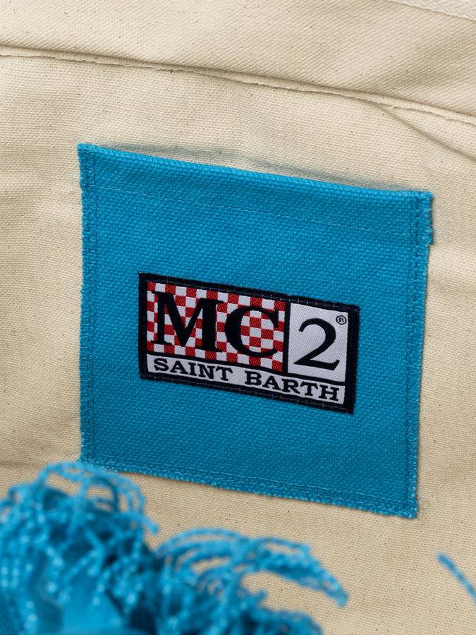 Mc2 Saint Barth Borsa Tote Vanity In Tela Di Cotone Turchese