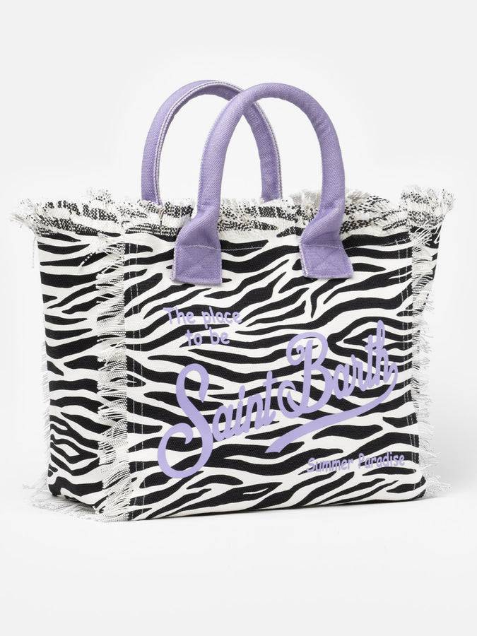 Mc2 Saint Barth Borsa Tote Vanity In Tela Di Cotone Zebrata