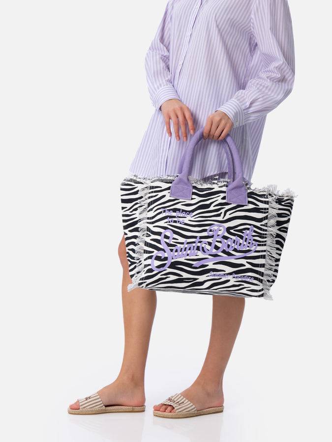 Mc2 Saint Barth Borsa Tote Vanity In Tela Di Cotone Zebrata
