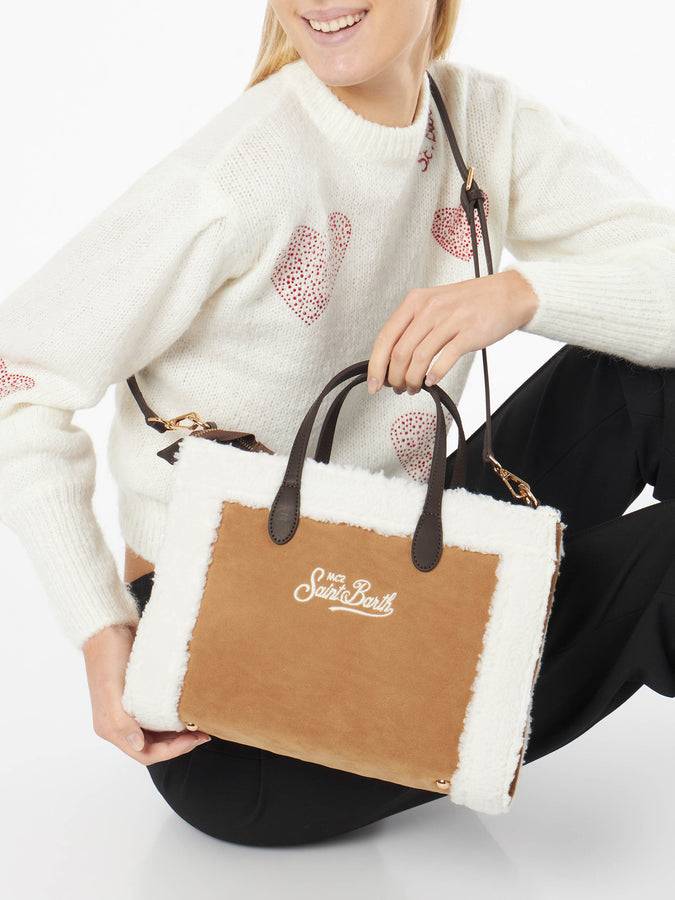 Mc2 Saint Barth Borsa Tote Vivian Beige Con Bordo In Sherpa