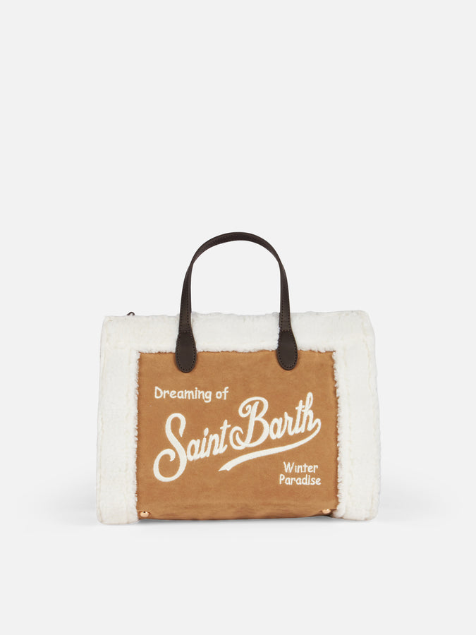 Mc2 Saint Barth Borsa tote Vivian beige con bordo in sherpa
