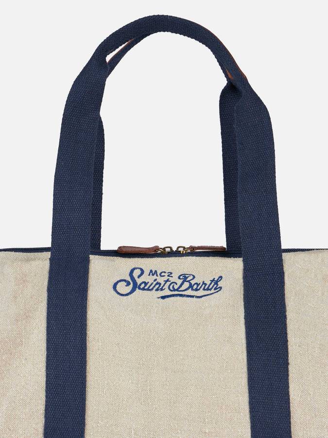 Mc2 Saint Barth Borsone Da Viaggio In Lino Naturale Jetleg